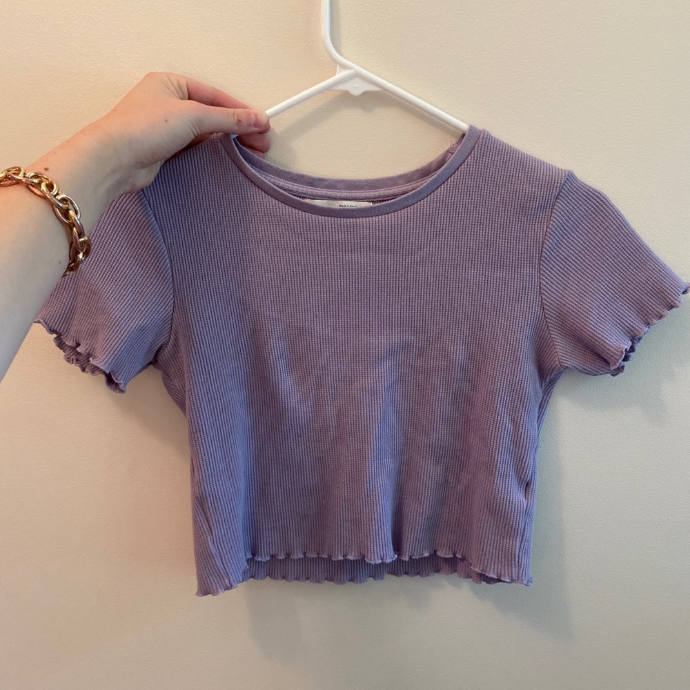 NWOT Purple waffle crop top